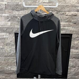 Nike Men's Black and Gray Pullover Hoodie